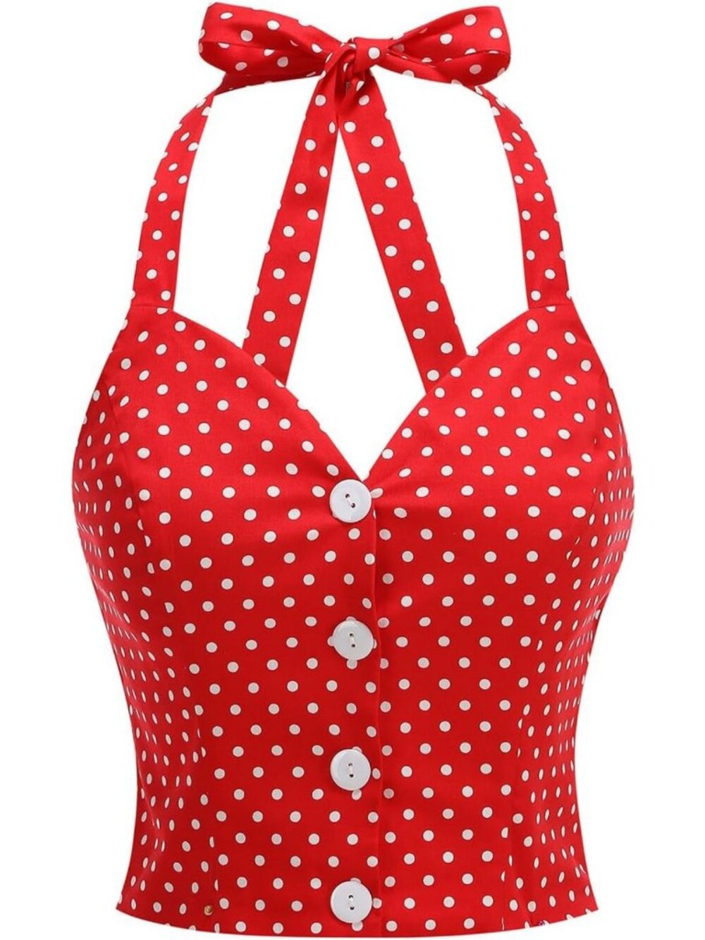 Retro 1950s Polka Dot Halter Top | Pin-Up Rockabilly Vintage Blouse & Tank